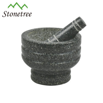 13x10cm Engraved Polished Granite Stone Mortar and Pestle